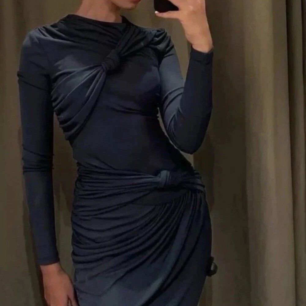 Zara long sleeve knotted dress - Picture 3 of 7